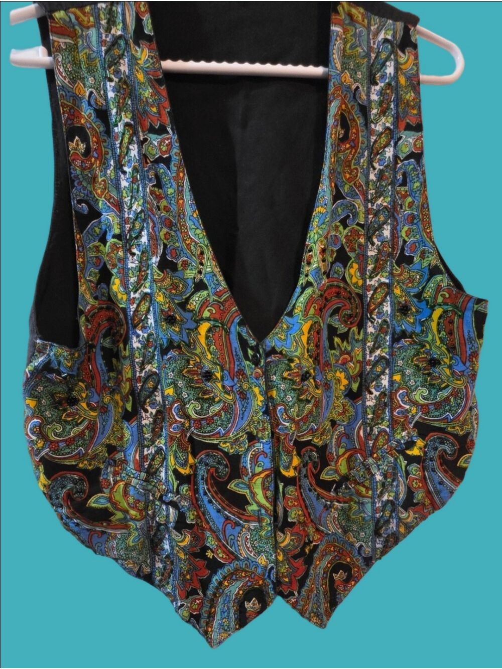 4/$67 Deal! Vintage Multicolor Paisley Velvet Vest